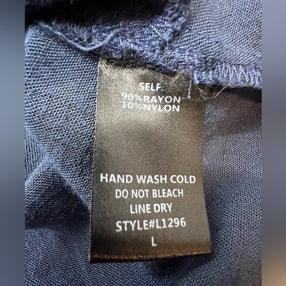 By Together You and I Navy Blue Flowy Tshirt Dress Lace up Tie Front Size L - Picture 7 of 7